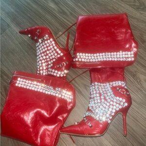 Red Studded Women's Boots